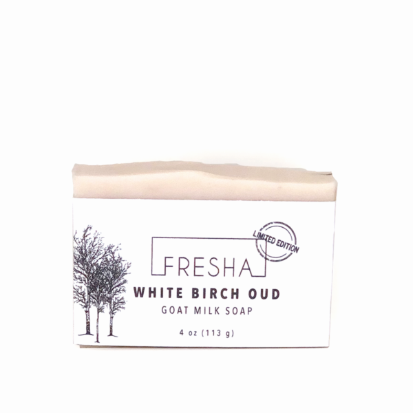 A photo of White Birch Oud goat milk soap